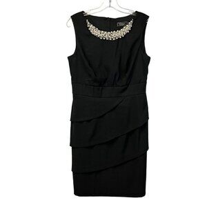 Collection Dressbarn Women's Black Sleeveless Knee-Length Dress Pearl Neck Size